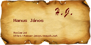 Hanus János névjegykártya